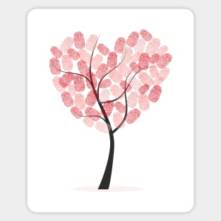 Heart tree with finger prints Sticker